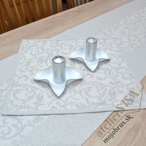 Slávnostný obrus štvorec SILVER ORNAMENT - strieborný obrus